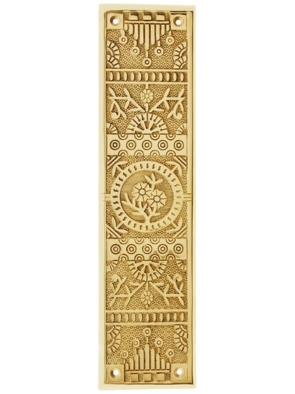 Cast Brass Windsor Pattern Push Plate In Polished Brass Finish.